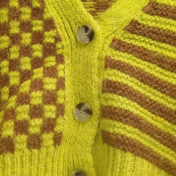 Zara Women's Abstract Neon Knit Cropped Oversized Maximalist Sweater Size M - Picture 5 of 8